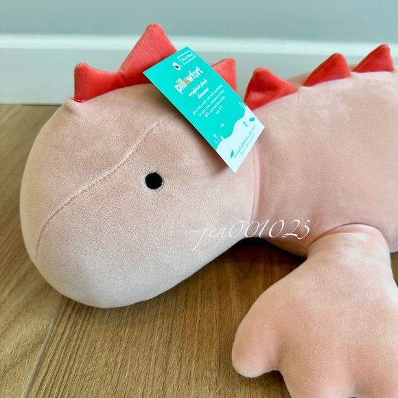 Pink Dinosaur Weighted Plush Throw Pillow - Pillowfort - Picture 9 of 9